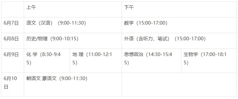 辽宁高考时间安排科目 辽宁什么时候开始新高考