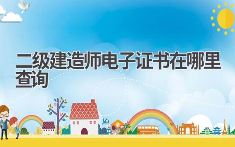 二级建造师电子证书在哪里查询