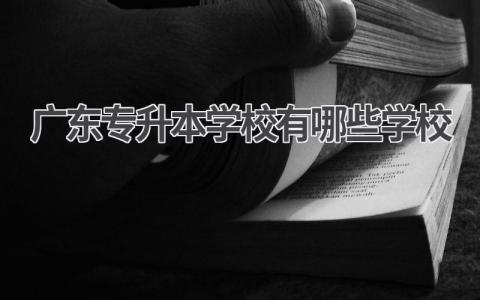 广东专升本学校有哪些学校